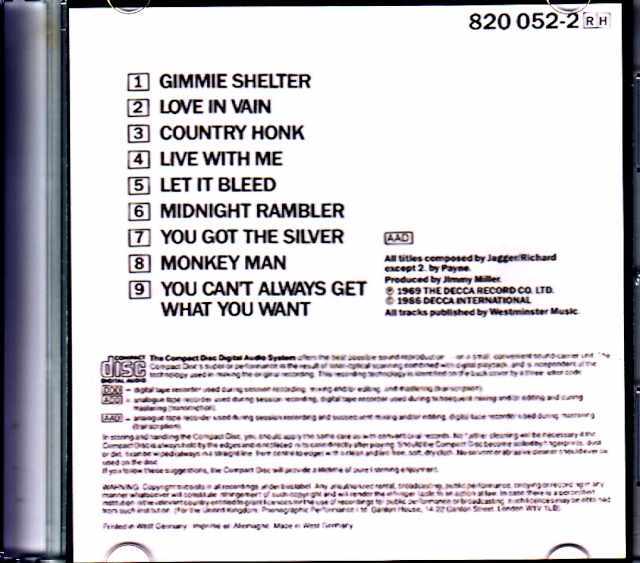 ポップス+ロック(洋楽) CD Rolling Stones Let It Bleed UIGY9578 Polydor /00110 ポップス+ロック(洋楽) CD Rolling Stones Let It Bleed