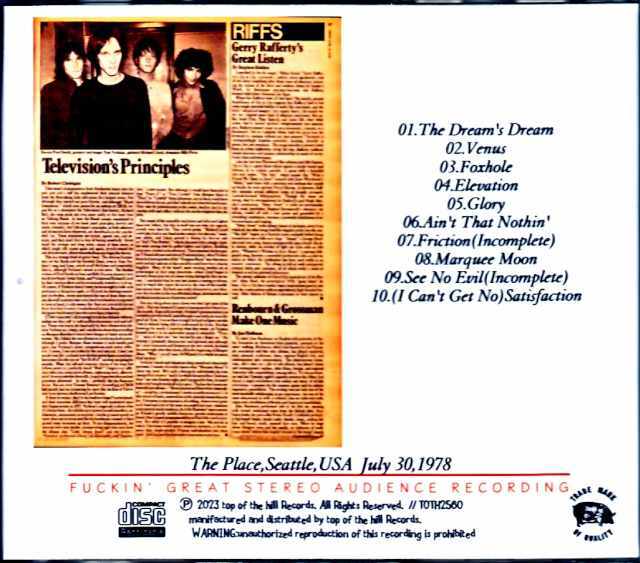 Television テレヴィジョン/WA,USA 1978