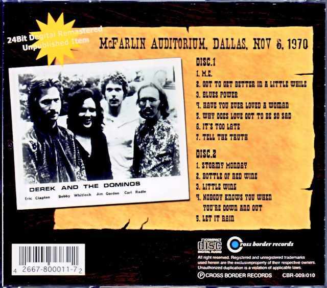 Derek and the Dominos デレク・アンド・ザ・ドミノス/TX,USA 1970