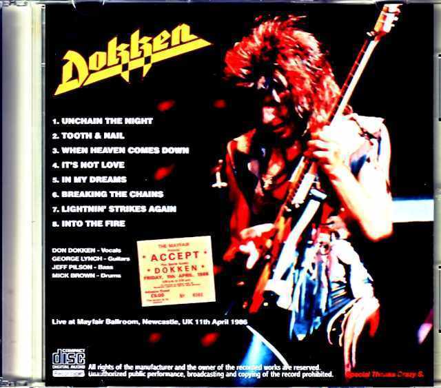 Dokken ドッケン/England,UK 1986 Complete