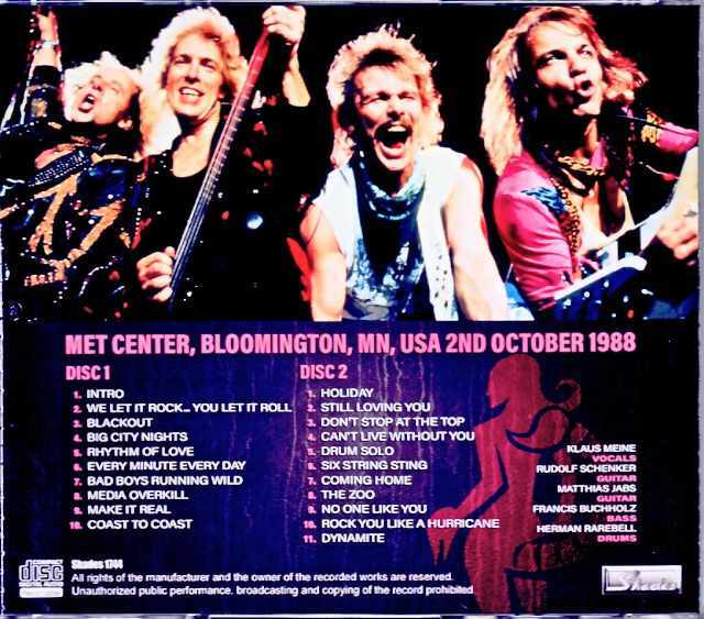 Scorpions スコーピオンズ/MN,USA 1988 Complete