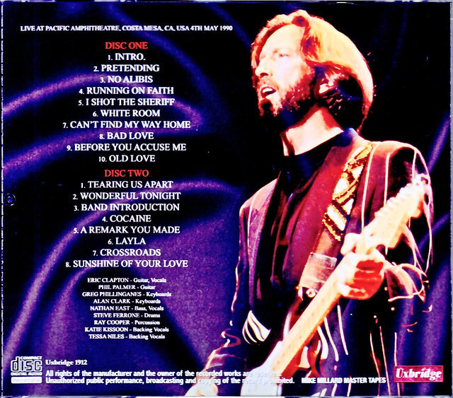 Eric Clapton エリック・クラプトン/CA,USA 1990 Mike Millard Master