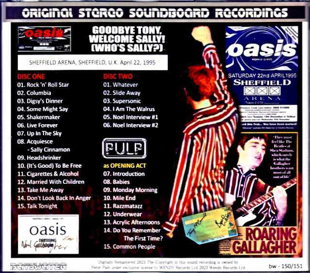 1995年 英国製 オリジナルプレス oasis 7インチ Oasis オアシス/シェフィールド公演 1995年 England,UK 1995