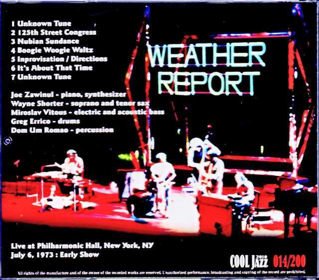Weather Report ウェザー・リポート/NY,USA 7.6.1973 Early Show