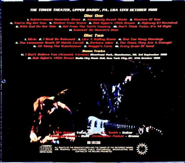 Bob Dylan ボブ・ディラン/PA,USA 1988 & more