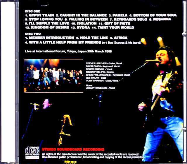 Toto トト/Tokyo,Japan 3.29.2008 Soundboard