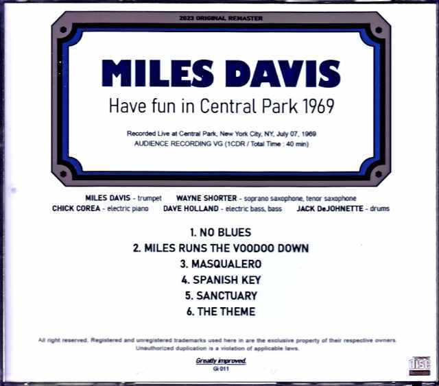 Miles Davis マイルス・デイヴィス/NY,USA 1969 Upgrade