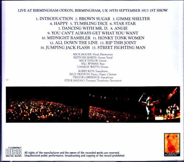 Rolling Stones ローリング・ストーンズ/England,UK 1973 1st Show Upgrade