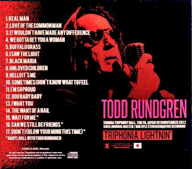 Todd Rundgren トッド・ラングレン/東京2023決定版 Tokyo,Japan