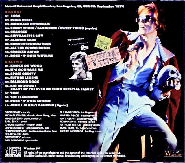 David Bowie デヴィッド・ボウイ/CA,USA 9.8.1974