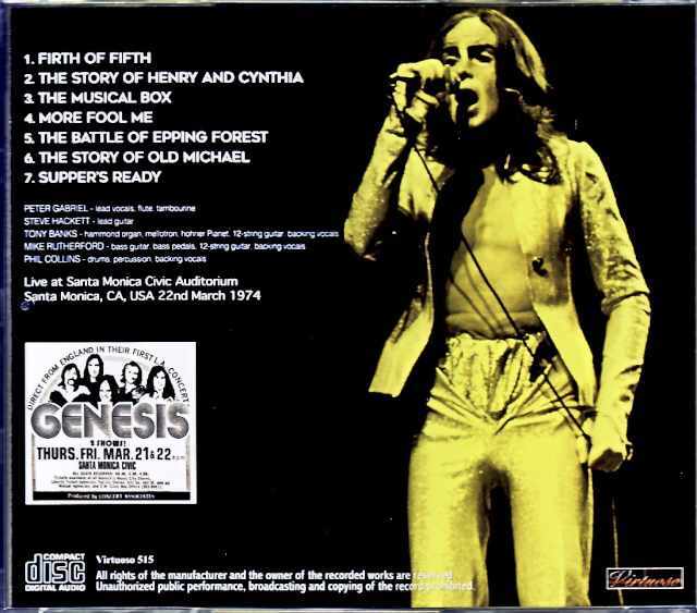 Genesis ジェネシス/CA,USA 1974 Barry Goldstein Master Edition