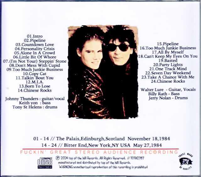 Johnny Thunders ジョニー・サンダース/Scotland,UK 1984 & more