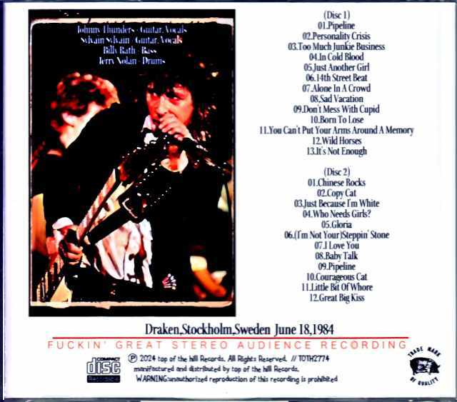 Johnny Thunders ジョニー・サンダース/Sweden 1984