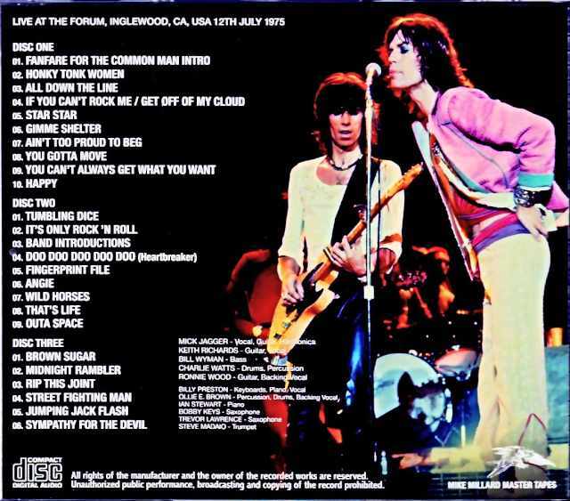 ローリング・ストーンズ / The Lost Millard Masters Rolling Stones ローリング・ストーンズ/CA,USA 7.12.1975 Mike