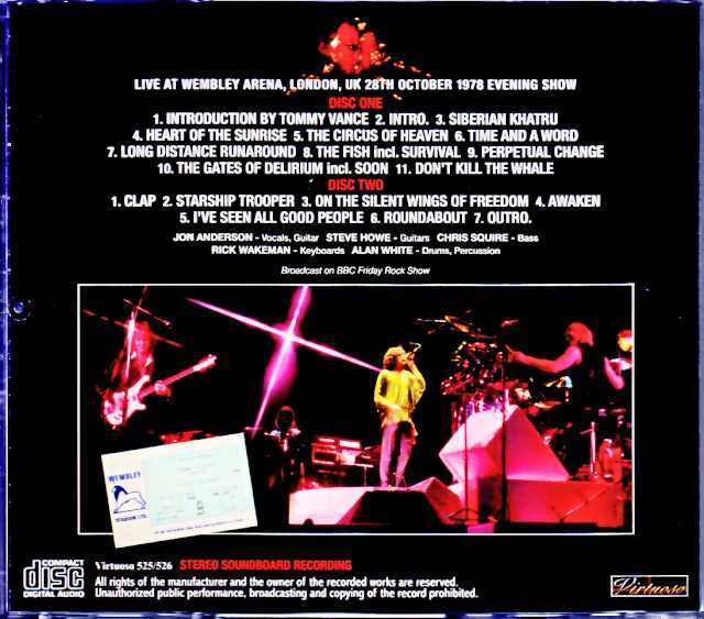 Yes イエス/London,UK 1978 Soundboard Edition