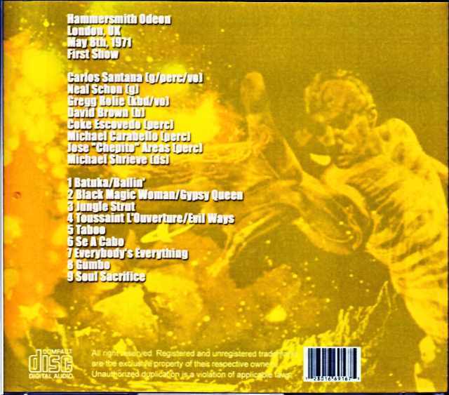 Santana サンタナ/London,UK 1971 First Show