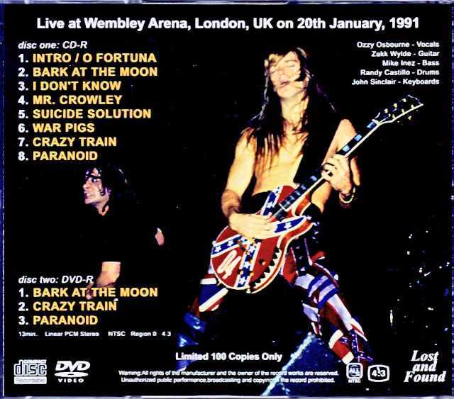 Ozzy Osbourne オジー・オズボーン/London,UK 1991 Complete & more