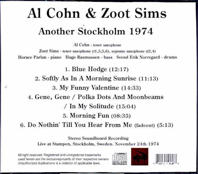 Al Cohn Zoot Sims アル・コーン ズート・シムズ/Sweden 1974