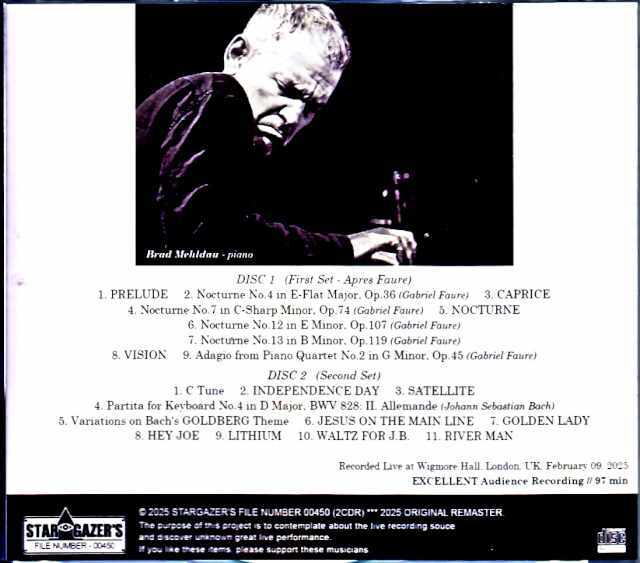 Brad Mehldau ブラッド・メルドー/London,UK 2025 Complete