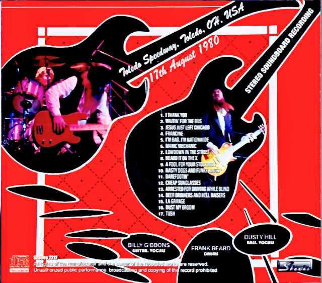 ZZ Top ZZ・トップ/OH,USA 1980 Soundboard Edition