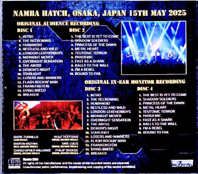 Accept アクセプト/Osaka,Japan 2025 Complete IEM Matrix