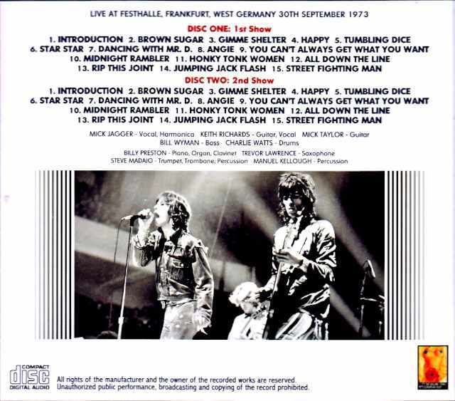 Rolling Stones ローリング・ストーンズ/West Germany 1973 2Shows