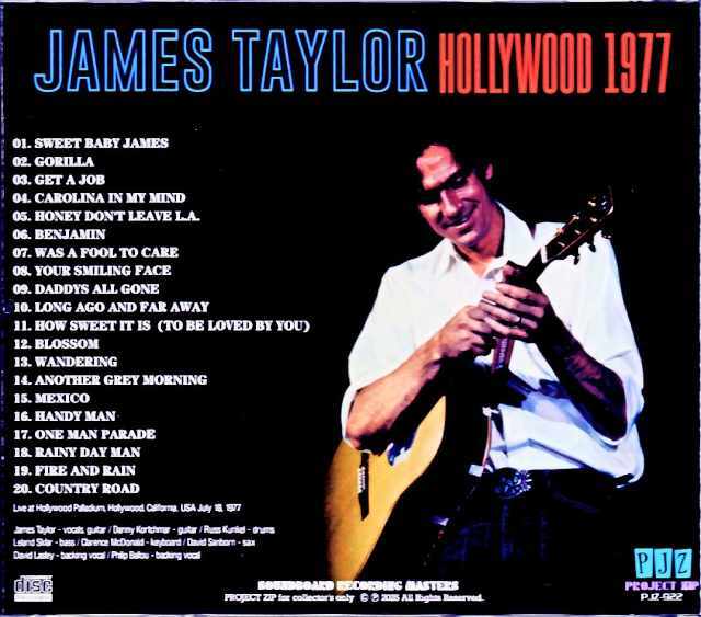 James Taylor ジェームス・テイラー/CA,USA 1977 Soundboard Edition