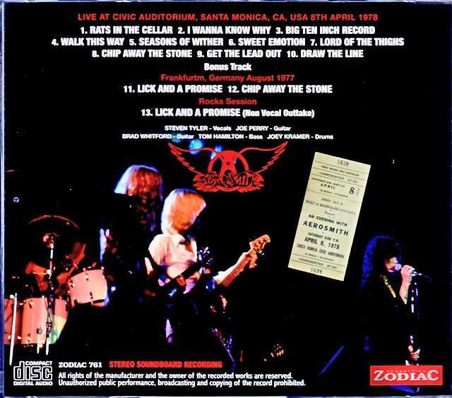 Aerosmith エアロスミス/CA,USA 04.08.1978 & more Soundboard