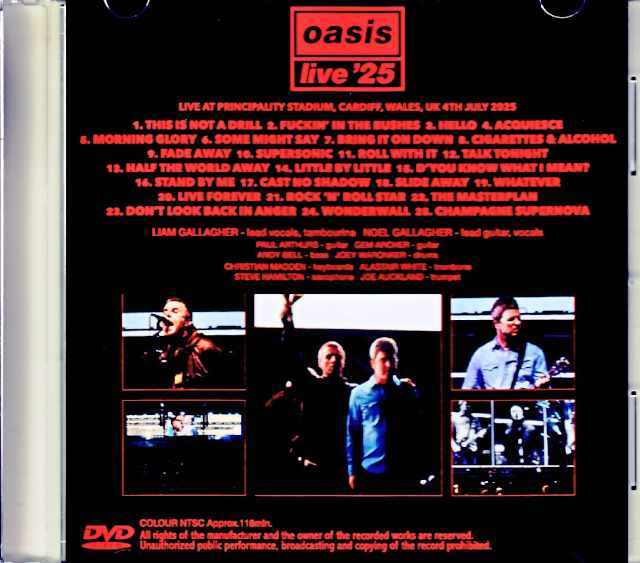 Oasis オアシス/England,UK 07.04.2025 Multi-Cam Edition Jewel Version
