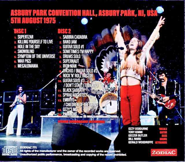 Black Sabbath ブラック・サバス/NJ,USA 1975 Complete Soundboard