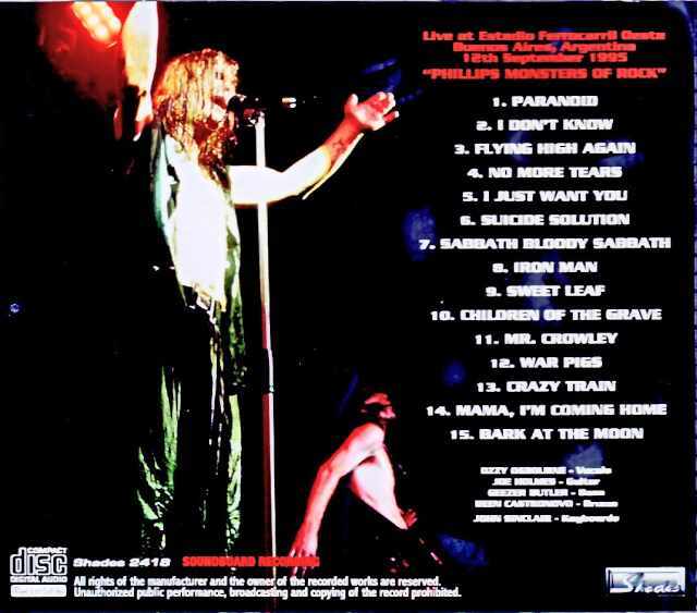 Ozzy Osbourne オジー・オズボーン/Argentina 09.10.1995