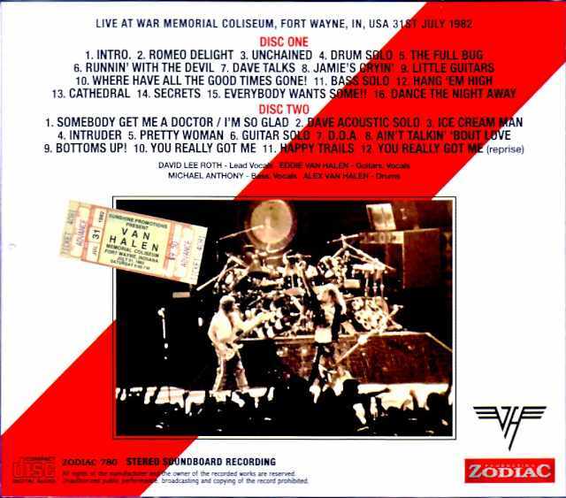 Van Halen ヴァン・ヘイレン/IN,USA 07.31.1982 Soundboard Edition