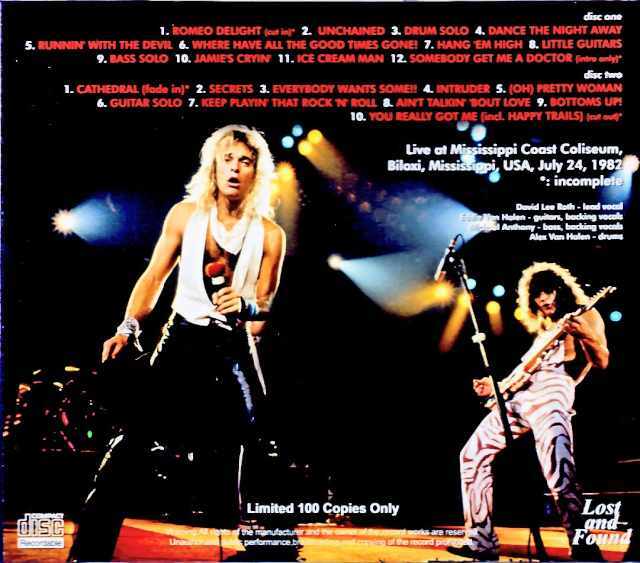 Van Halen ヴァン・ヘイレン/MS,USA 7.24.1982 Soundboard Edition