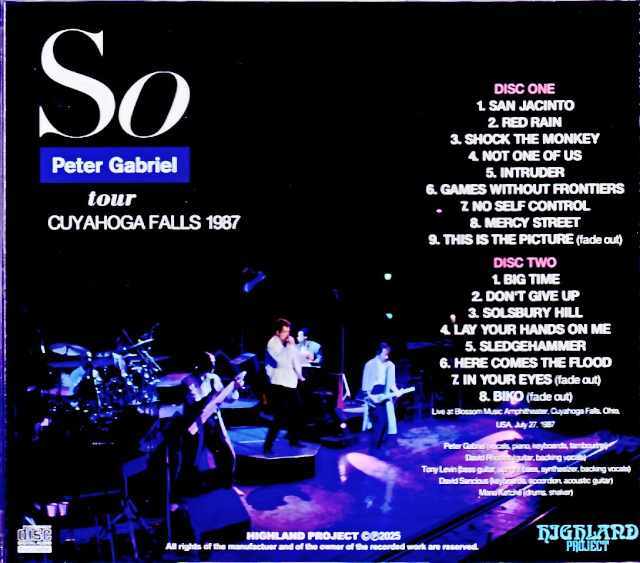 Peter Gabriel ピーター・ガブリエル/OH,USA 06.28.1987