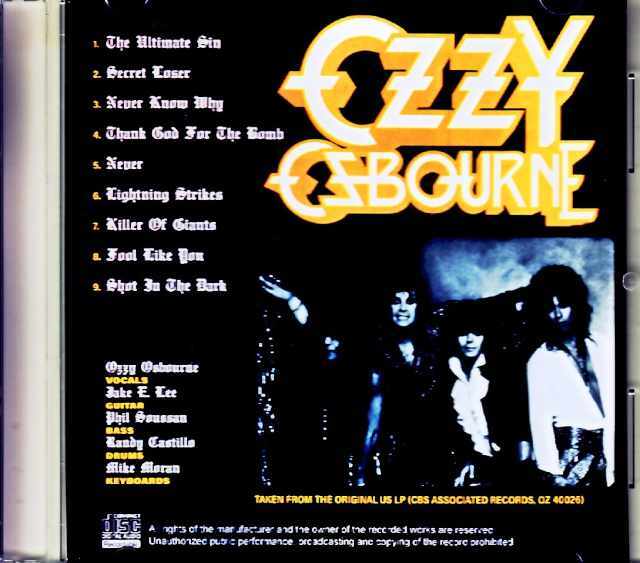 Ozzy Osbourne オジー・オズボーン/The Ultimate Sin Original