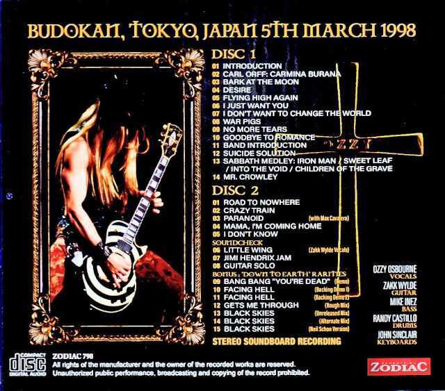 Ozzy Osbourne オジー・オズボーン/Tokyo,Japan 03.05.1998 Complete