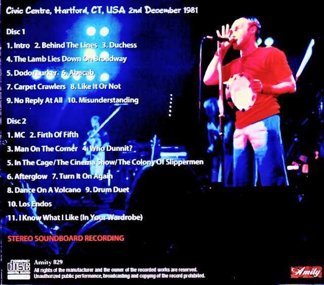 Genesis ジェネシス/CT,USA 12.02.1981 Complete Soundboard Edition