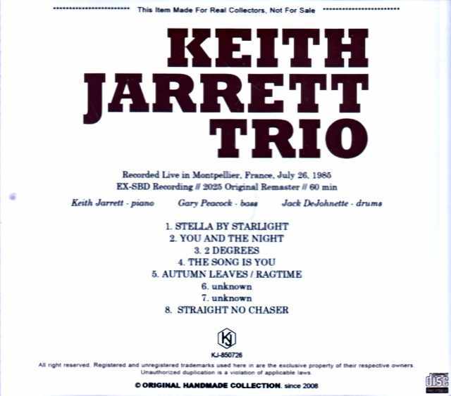 Keith Jarrett Trio キース・ジャレット/France 1985 Soundboard Edition