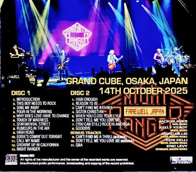 Night Ranger ナイト・レンジャー/Osaka,Japan 10.14.2025 Complete