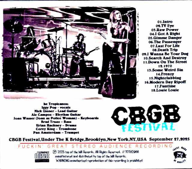 IGGY POP / イギー ポップ 2冊セット Iggy Pop イギー・ポップ/NY,USA 09.27.2025 Complete SBD・AUD Matrix