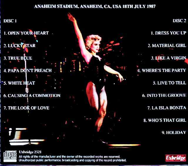 Madonna マドンナ/CA,USA 07.18.1987 Marco Moir Master Edition