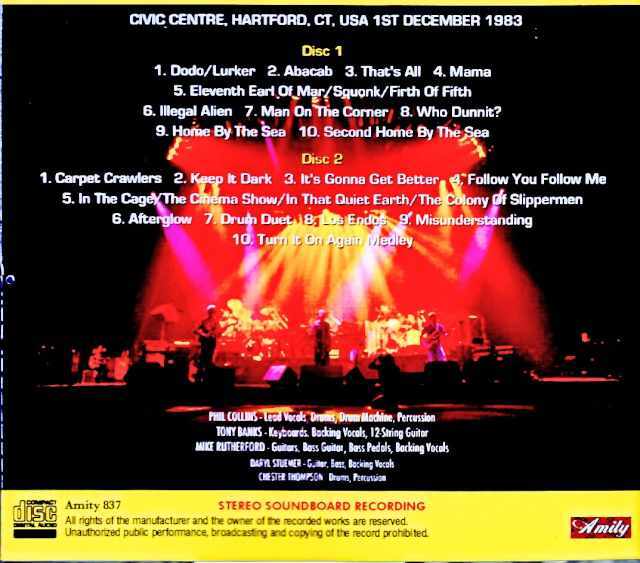Genesis ジェネシス/CT,USA 12.01.1983 Complete Soundboard Edition