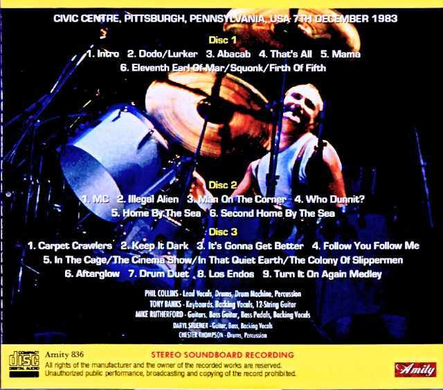 Genesis ジェネシス/PA,USA 12.07.1983 Complete Soundboard Edition