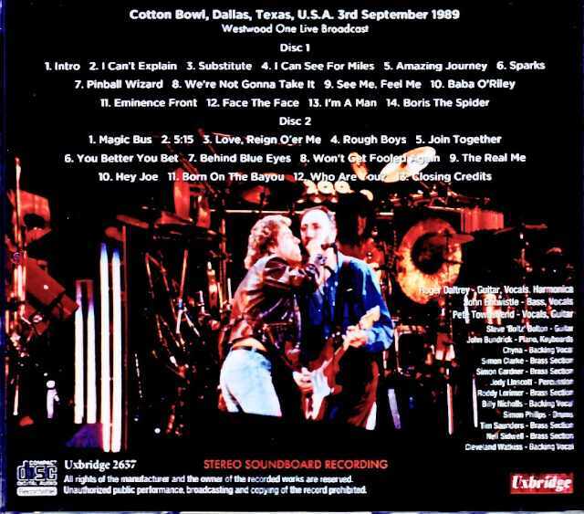 Who,The ザ・フー/TX,USA 1989 Complete Soundboard Edition
