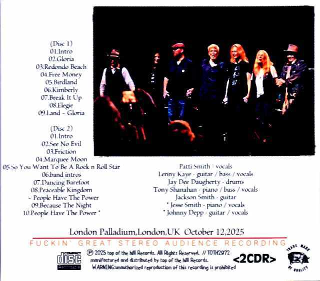 Patti Smith and Her Band パティ・スミス/London,UK 10.12.2025 Complete