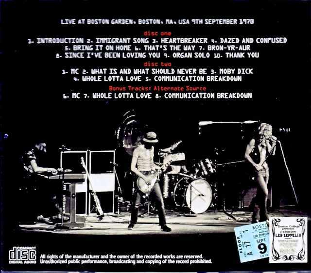 Led Zeppelin レッド・ツェッペリン/MA,USA 1970 Remastered