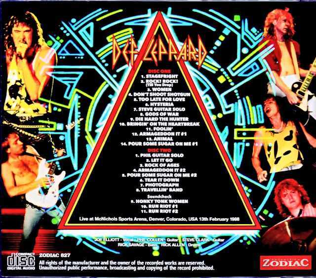 Def Leppard デフ・レパード/CO,USA 02.13.1988 Complete Soundboard