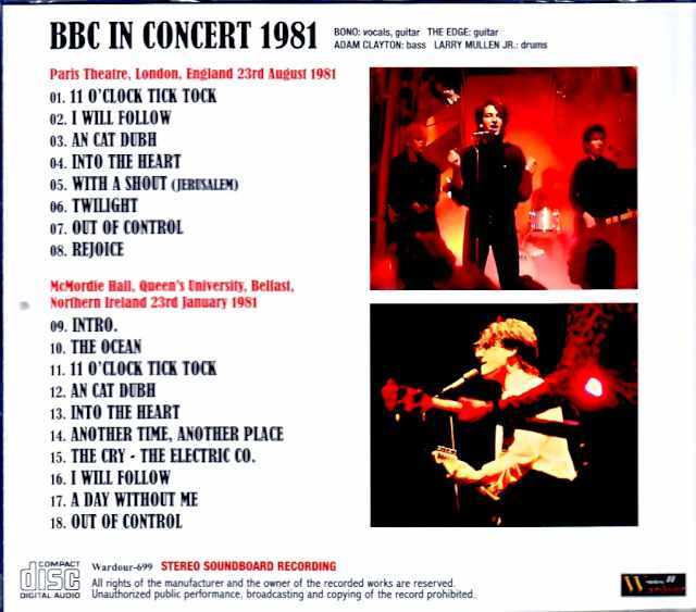 U2 ユーツー/London,UK 1981 & more Soundboard Edition