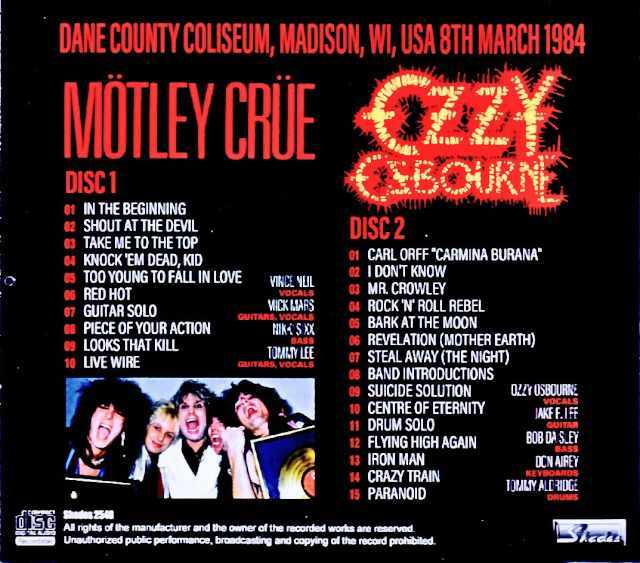 Ozzy Osbourne Motley Crue オジー・オズボーン モトリー・クルー/WI