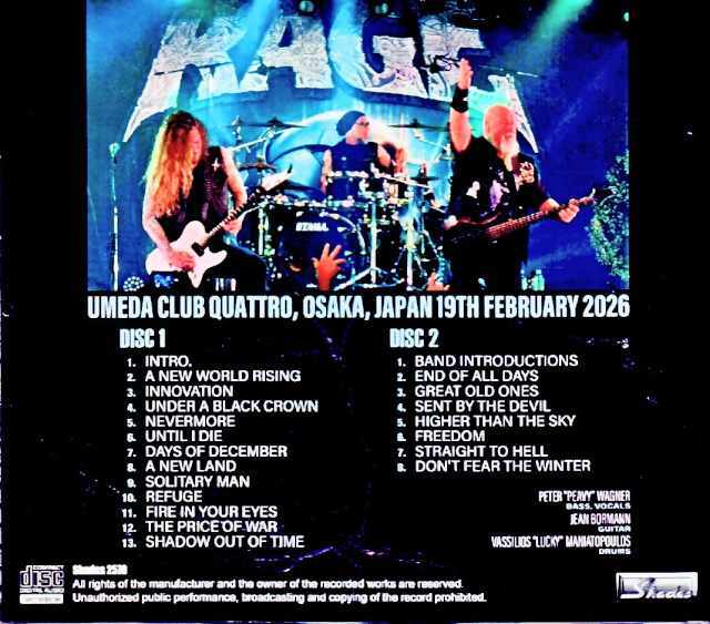 Rage レイジ/Osaka,Japan 02.19.2026 Complete